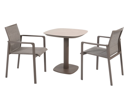  Taste Manolo Ceramic Table 75x75cm + 2x Cortina - Terre